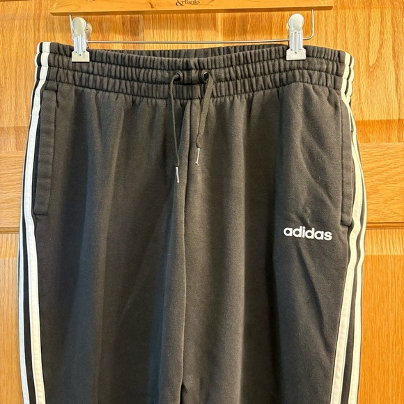 Adidas Women’s Sweat Pants Black White Stripe L 12/14 Fleece Straight Leg Track - Picture 2 of 6